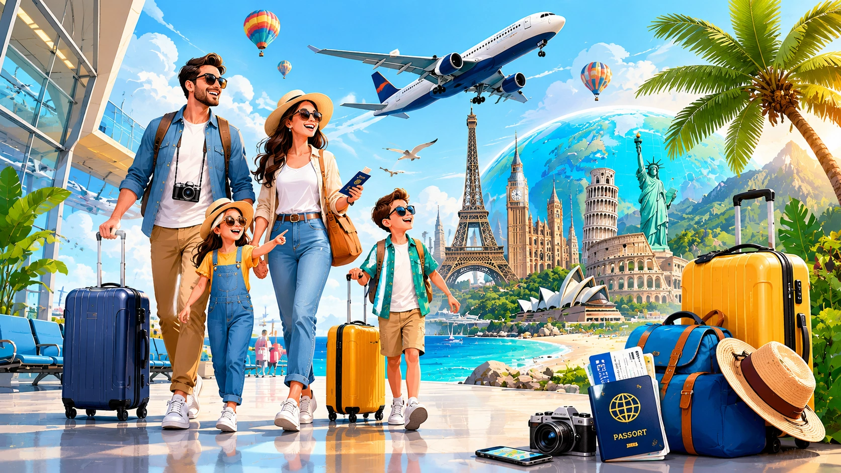 Family travel planning illustration