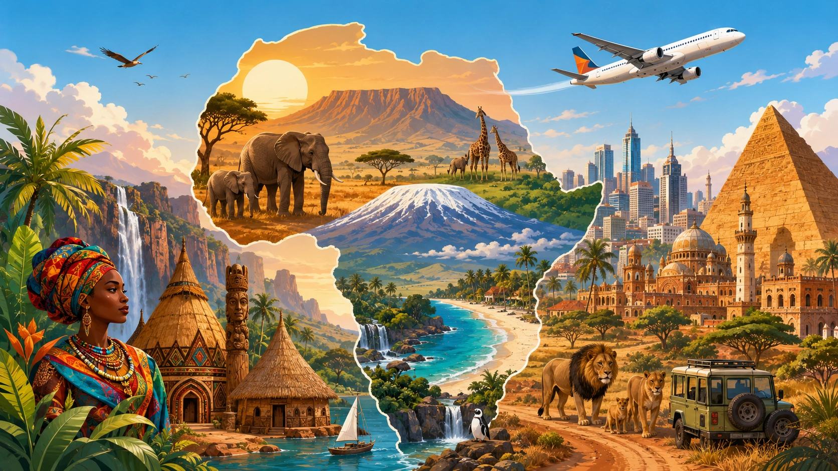 Flights to Africa illustration